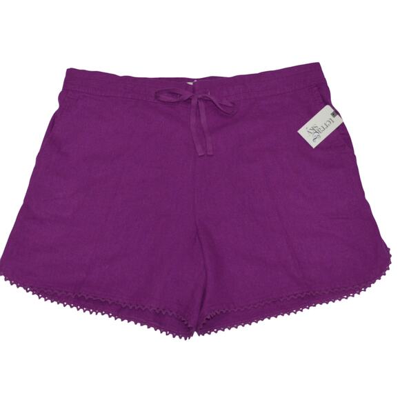 TERRA & SKY Purple Soft Shorts W/Trim Elastic Back, Waist Pockets -Size: 5X - Picture 1 of 6